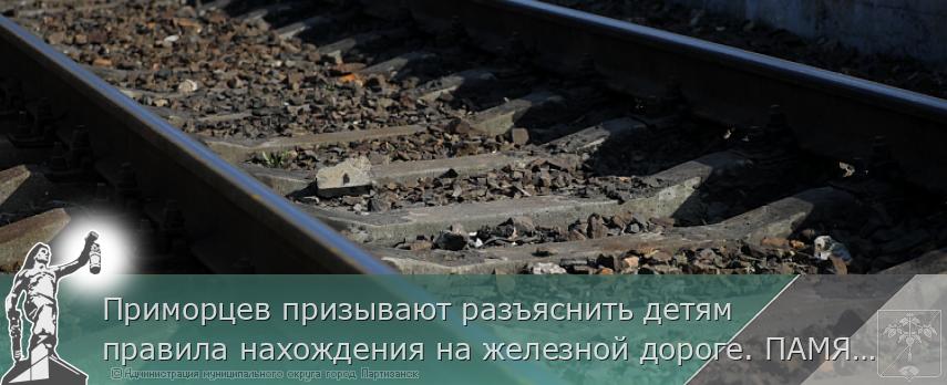 Приморцев призывают разъяснить детям правила нахождения на железной дороге. ПАМЯТКА | Администрация муниципального округа город Партизанск Приморского края Официальный сайт Приморцев призывают разъяснить детям правила нахождения на железной дороге. ПАМЯТКА | Администрация муниципального округа город Партизанск Приморского края Официальный сайт