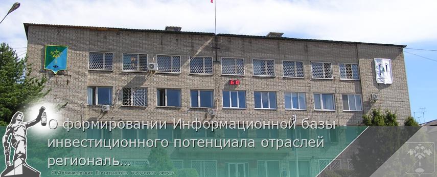 О формировании Информационной базы инвестиционного потенциала отраслей региональной экономики и социальной сферы &quot;РЕГИОНЫ РОССИИ&quot; | Администрация муниципального округа город Партизанск Приморского края Официальный сайт